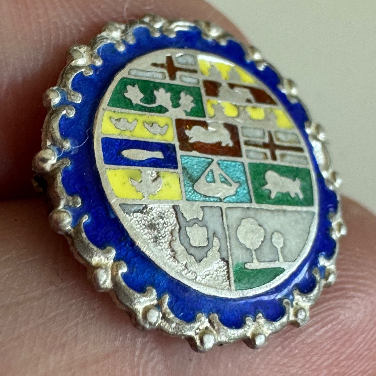 Antique Sterling Silver Canadian Provincial Flag Lapel Pin 