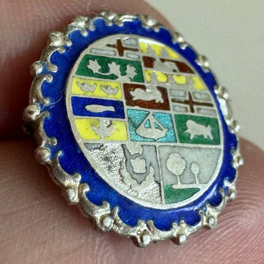Antique Sterling Silver Canadian Provincial Flag Lapel Pin 