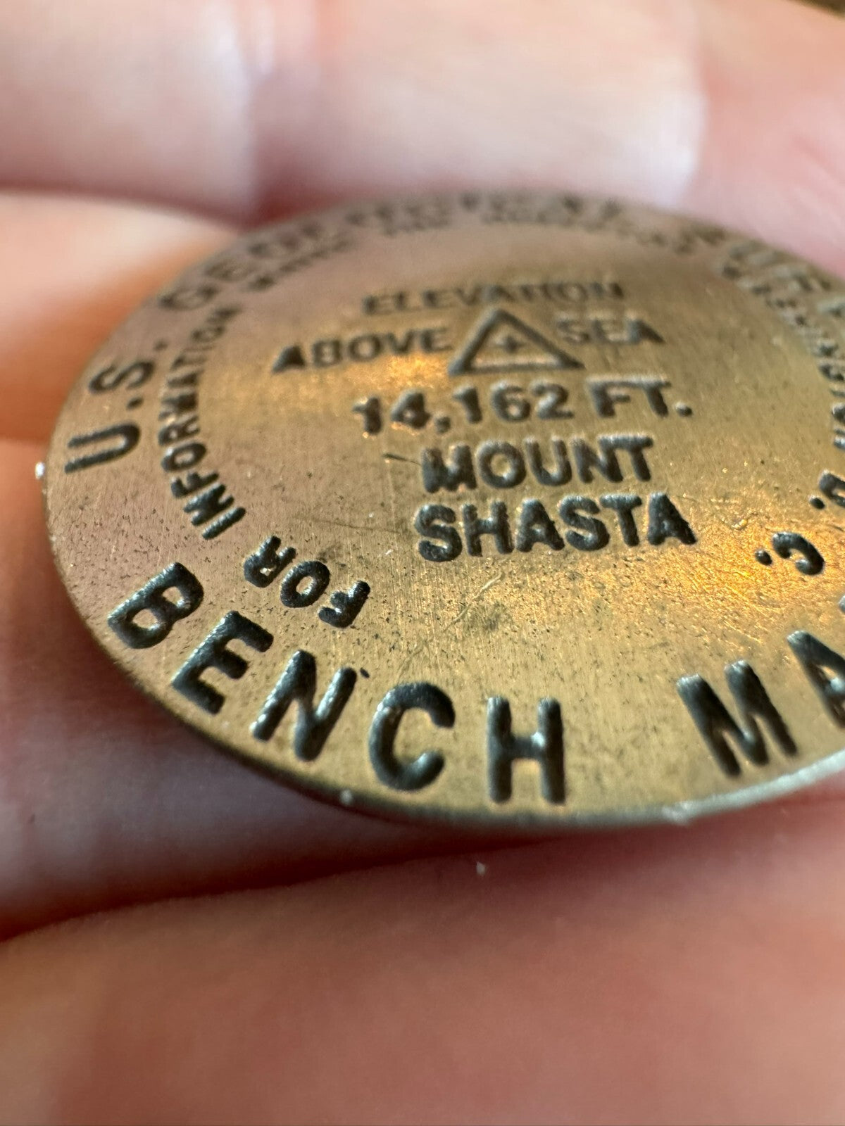 Mt Shasta U.S. Geological Survey Bench Mark Souvenir Lapel Pin 