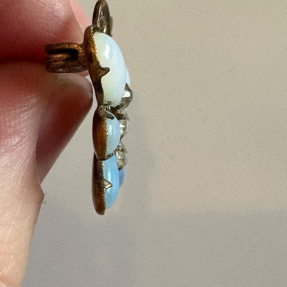 Antique Opal Look Butterfly Brooch C-Clasp Pin