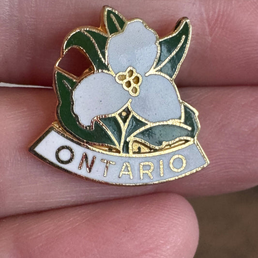 Vintage Ontario Canada White Trillium Lapel Pin Souvenir