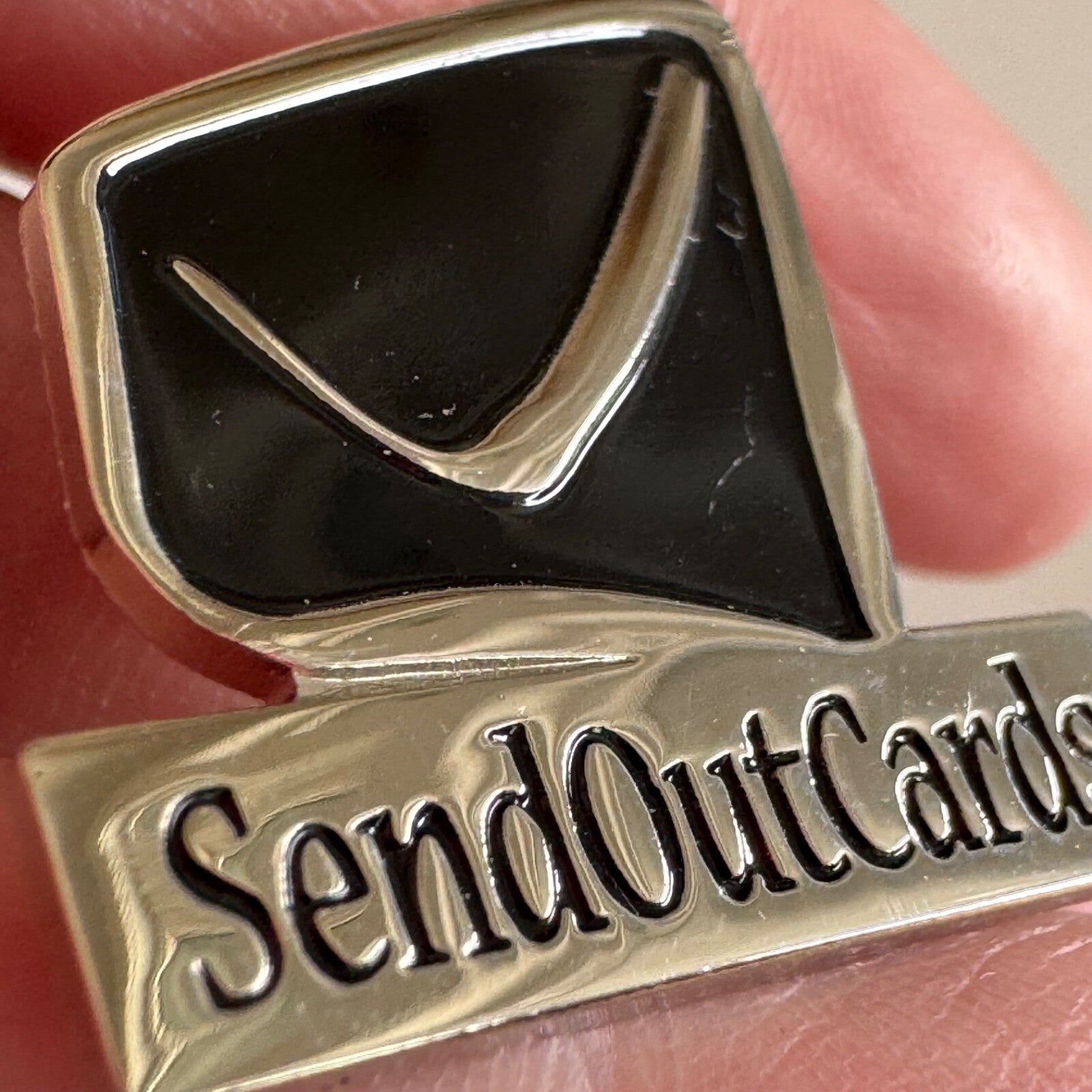 Vintage SendOutCards Enamel Lapel Pin Silver Tone Promptings Send Out Cards