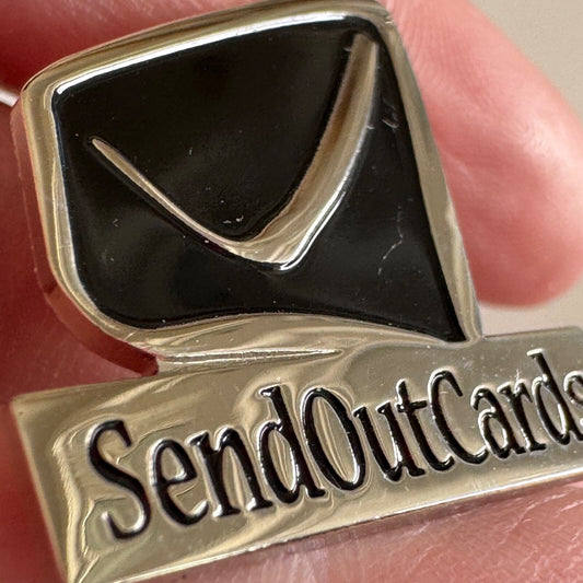 Vintage SendOutCards Enamel Lapel Pin Silver Tone Promptings Send Out Cards