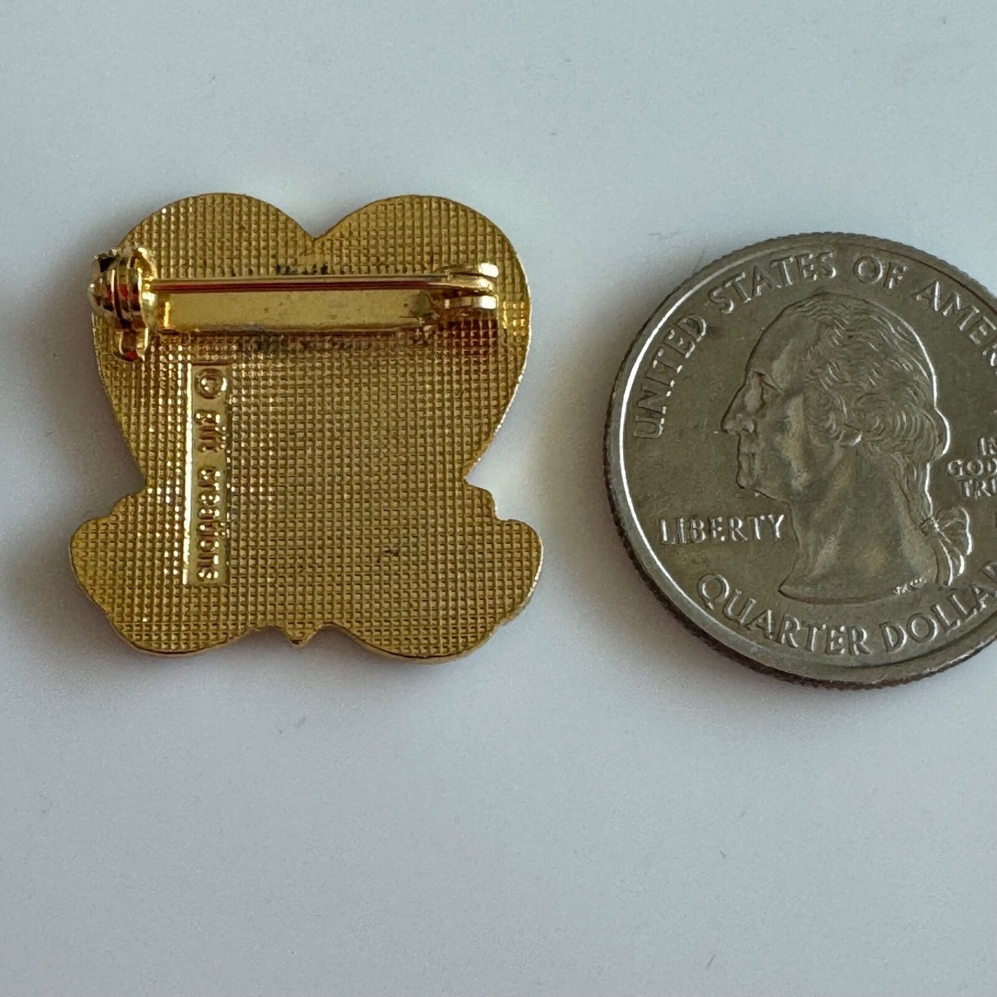 Vintage Teddy Bear Heart Enamel Lapel Pin Brooch