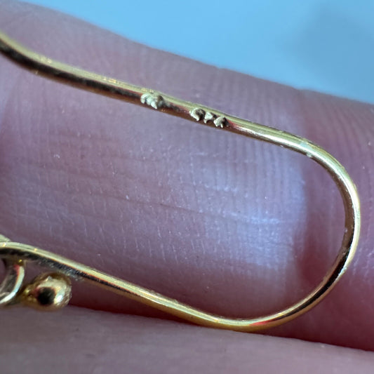 Sterling Silver Filigree Tear Drop Pierced Dangle Earrings Gold Tone 