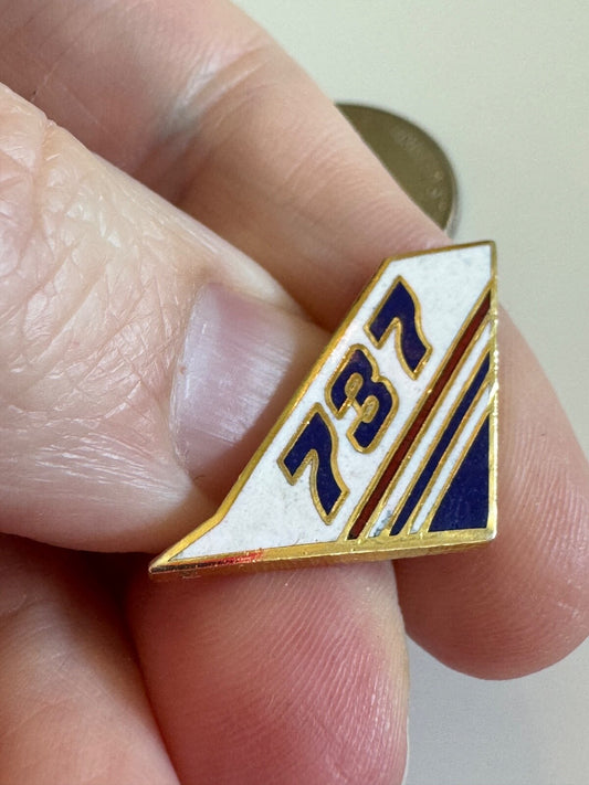 Vintage Boeing 737 Tail Fin Lapel Pin Enamel Tie Tack