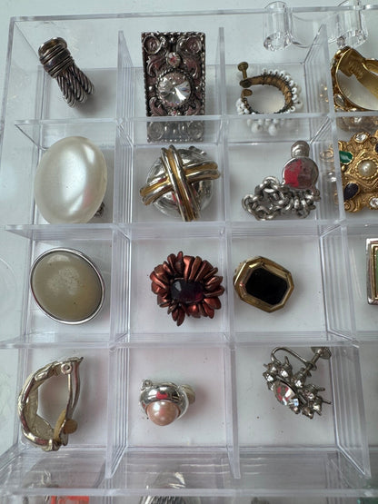Vintage Signed & Unsigned SINGLE Clip-On Earrings Jewelry Lot Crafts/Wear 48pcs