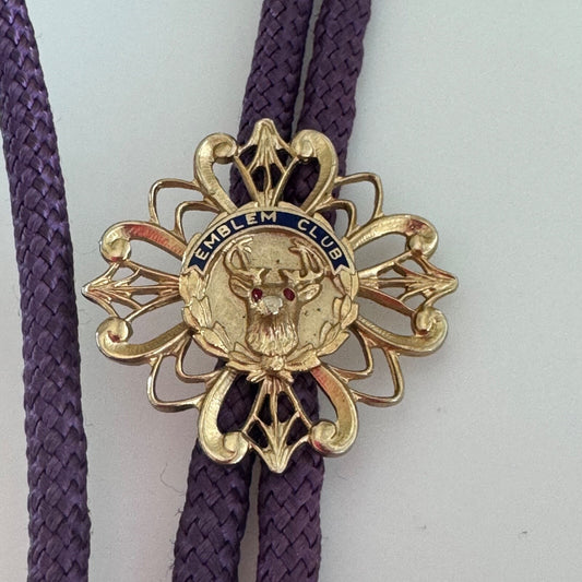 Vintage Emblem Club Bolo Tie BPOE Elks 