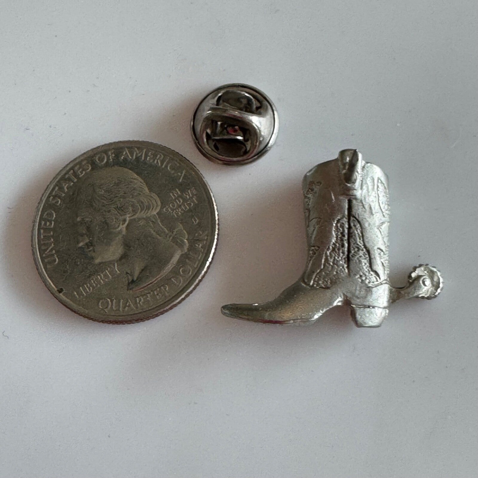 Vintage Silver Tone Cowboy Boot with Spur Lapel Pin 