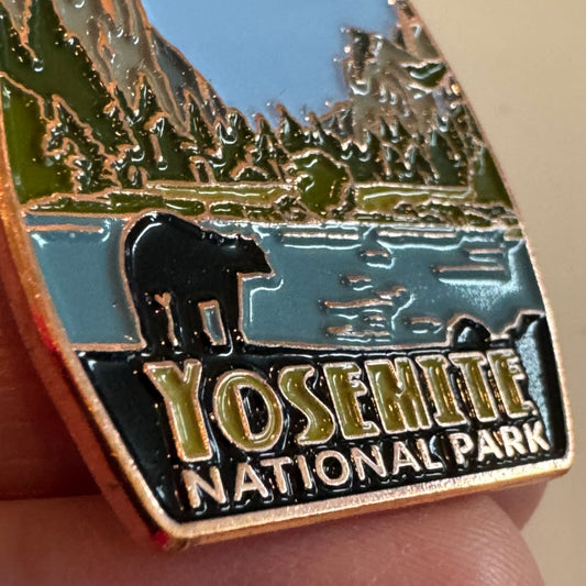 Yosemite National Park Enamel Lapel Pin El Capitan Half Dome Bears Souvenir