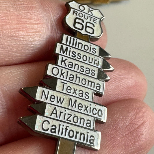 Vintage OK Route 66 Illinois Missouri Kansas Oklahoma Texas New Mexico AZ CA Pin