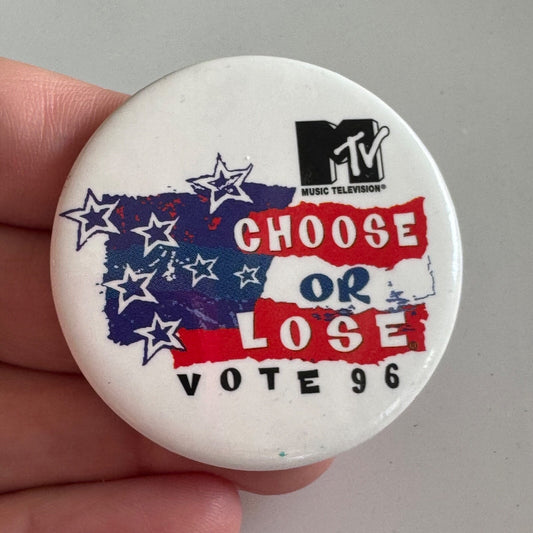 Vintage 1996 MTV Choose or Lose Get Out the Vote Lapel Pin