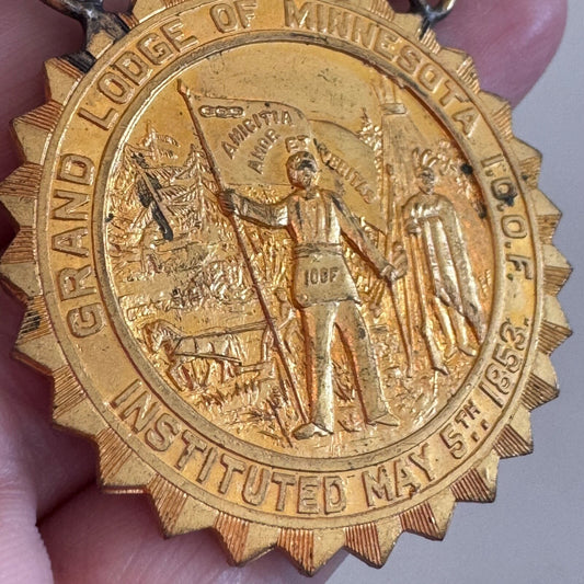 Antique IOOF Grand Lodge of Minnesota Instituted May 5th 1853 Medal Pin Badge
