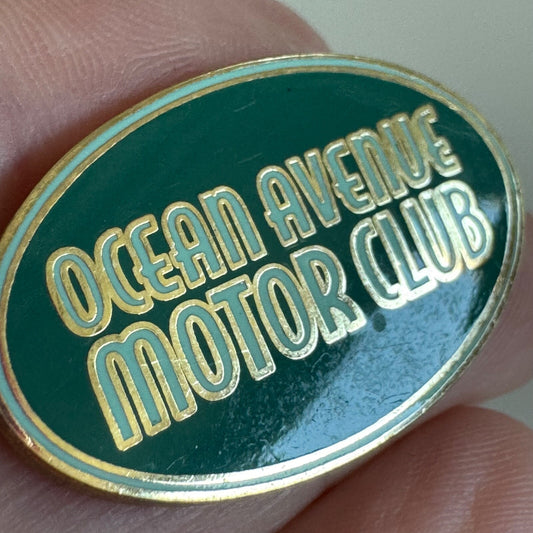 Vintage Ocean Avenue Motor Club Green Oval Pin