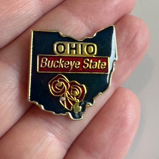 Vintage Ohio Buckeye State Souvenir Tourist Lapel Pin 