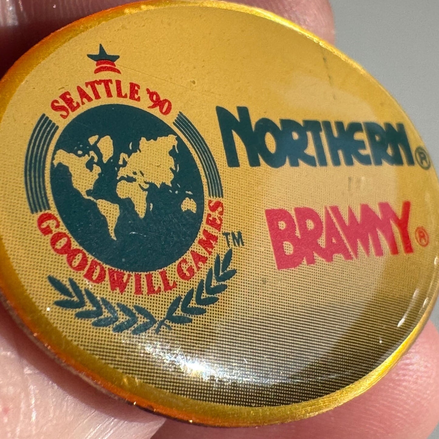 Vintage 1990 Northern Brawny Seattle Goodwill Games Lapel Pin