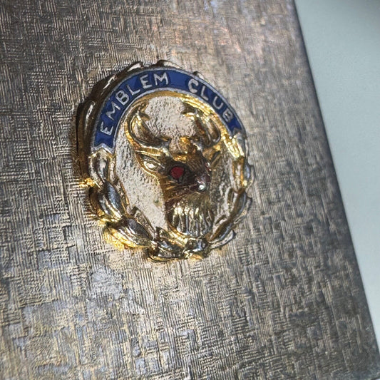 Vintage Emblem Club Hinged Trinket Pill Box Gold Tone Elks BPOE