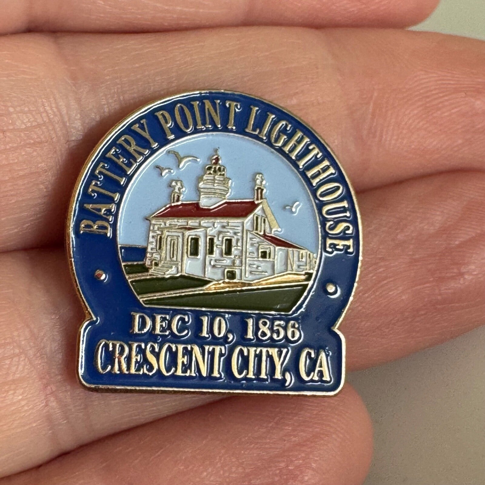 Battery Point Lighthouse Lapel Pin Crescent City, California Historical Landmark