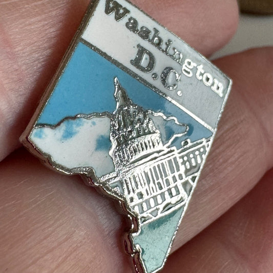 Washington DC Capitol Building Map Shape Enamel Souvenir Pin
