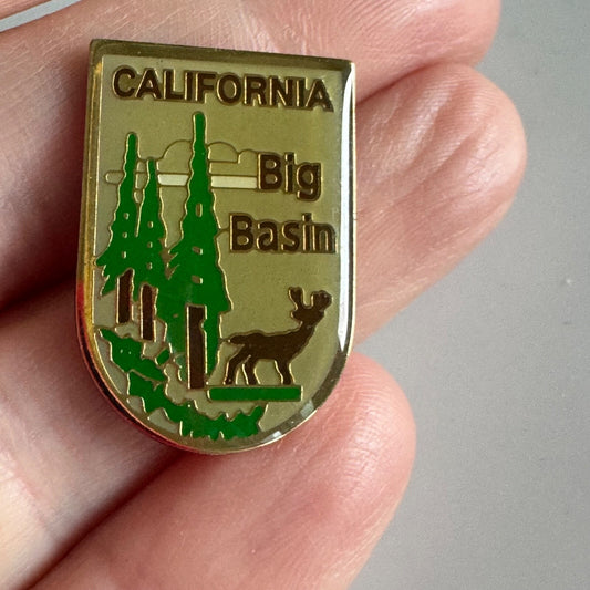 California Big Basin Redwoods State Park Souvenir Tourist Lapel Pin CA