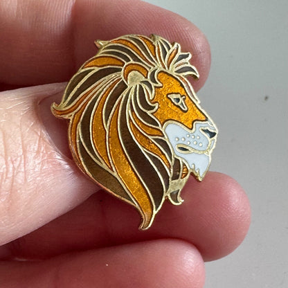 Vintage Cloisonne Lion with Large Mane Lapel Pin  Gift Creations 