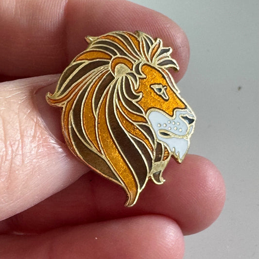 Vintage Cloisonne Lion with Large Mane Lapel Pin  Gift Creations 
