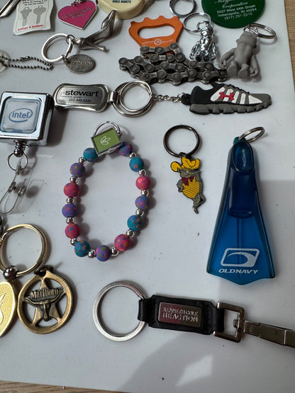 Lot of 45+ Vintage to Now Advertising Keychains Key Chains Bag Tags