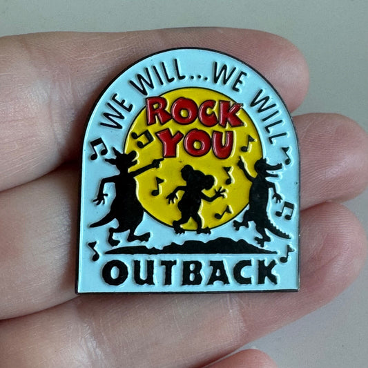 Vintage Outback Steakhouse We Will Rock You Lapel Pin 