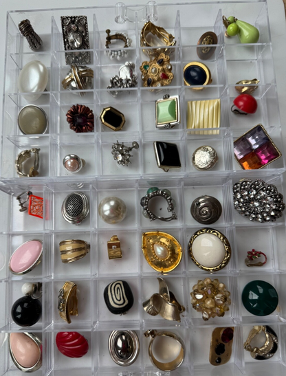 Vintage Signed & Unsigned SINGLE Clip-On Earrings Jewelry Lot Crafts/Wear 48pcs