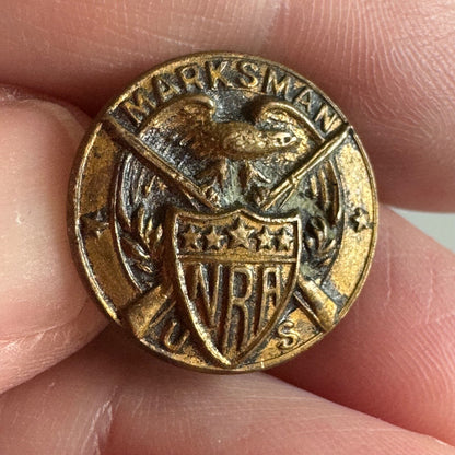 Vintage (Antique?) NRA Marksman Collar Lapel Stud Whitehead Hoag