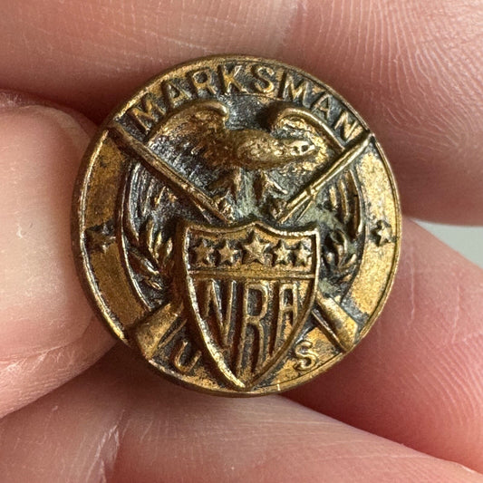 Vintage (Antique?) NRA Marksman Collar Lapel Stud Whitehead Hoag
