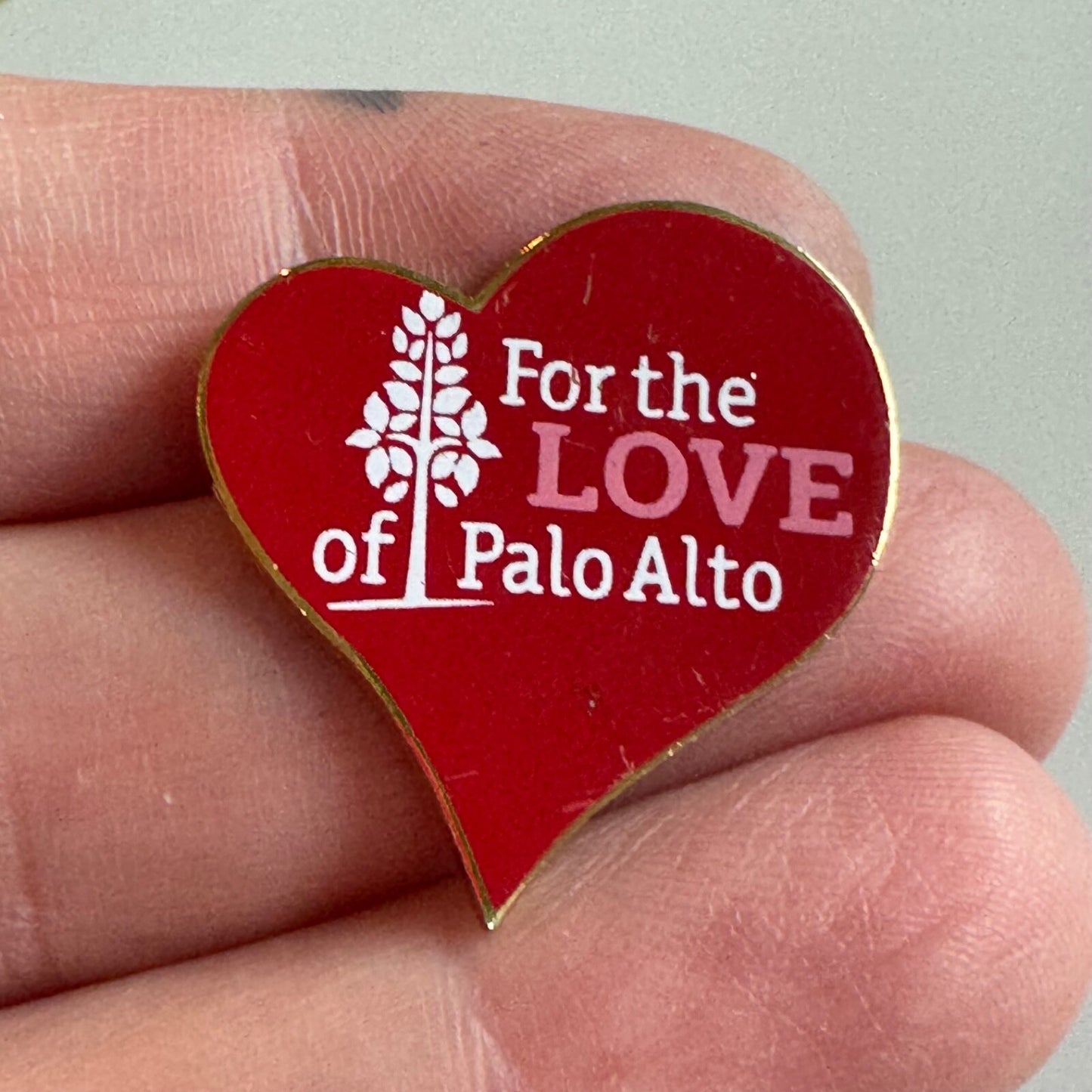 For the LOVE of Palo Alto California Lapel Pin Red Heart Stanford University