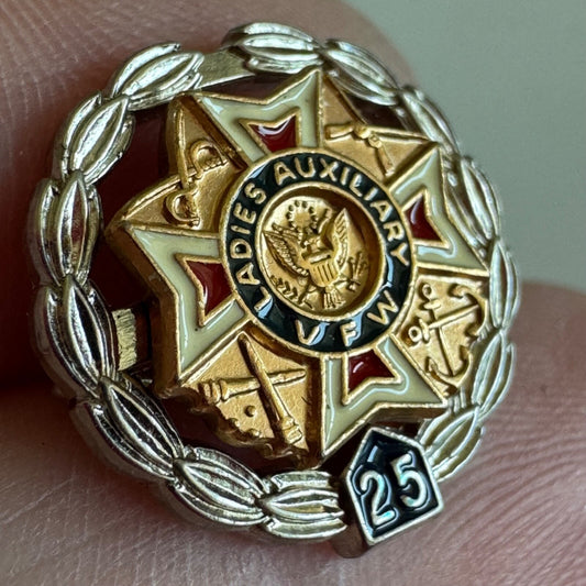 Vintage Ladies Auxiliary VFW 25 Year Service Pin Sterling Silver