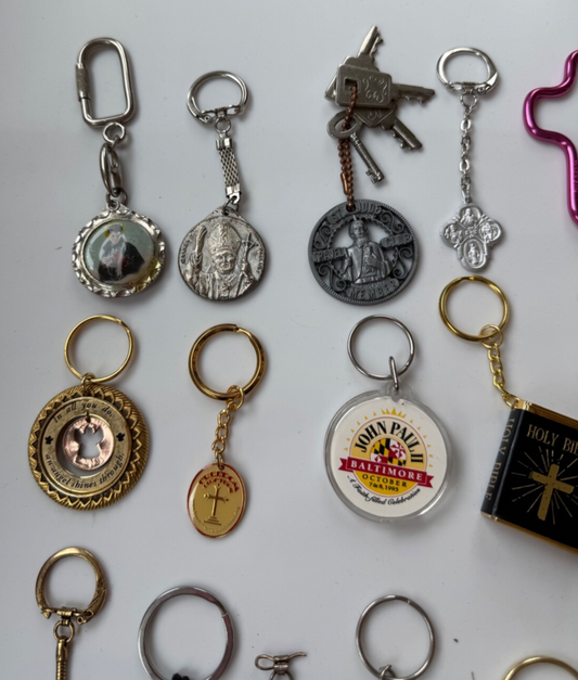 Lot of 30+ Vintage Religious Christian Keychains Key Chains Angels Crosses