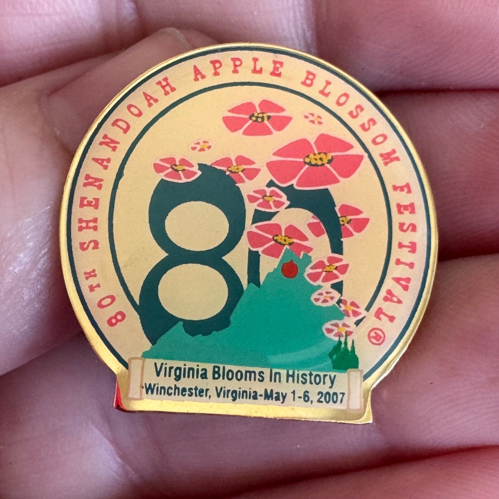 2007 80th Shenandoah Apple Blossom Festival Winchester Lapel Pin