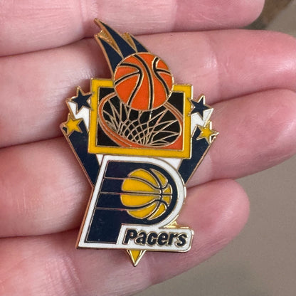 Vintage Indiana Pacers Logo Lapel Pin Peter David 1990s NBA Basketball Hoop