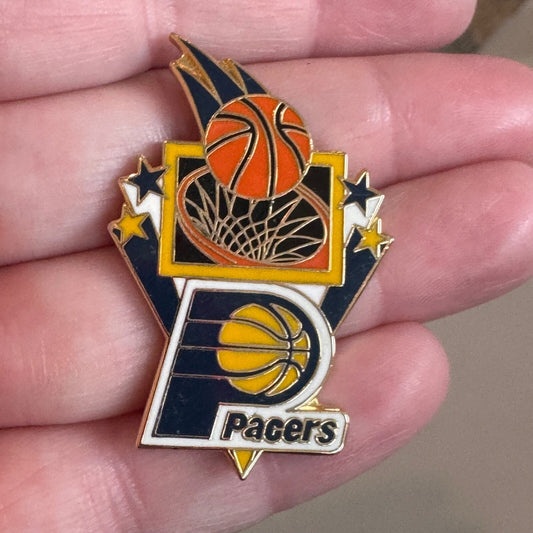 Vintage Indiana Pacers Logo Lapel Pin Peter David 1990s NBA Basketball Hoop