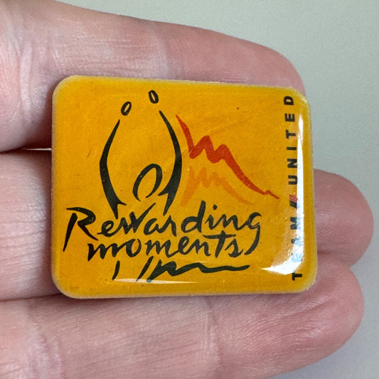 Vintage Team United Airlines Rewarding Moments Yellow Enamel Pin