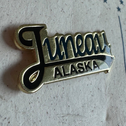 Juneau Alaska Gold Collector Enamel Souvenir Lapel Pin on Card