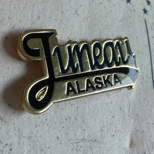 Juneau Alaska Gold Collector Enamel Souvenir Lapel Pin on Card