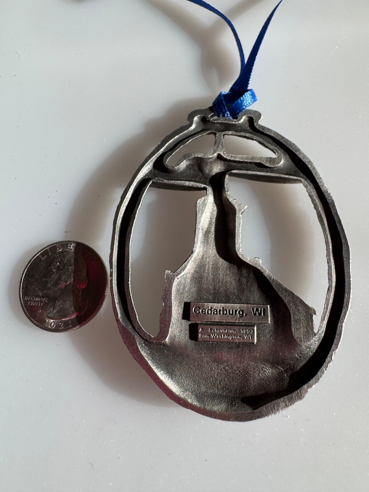 Vtg St Francis Borgia Pewter Church Ornament 50th Anniversary 1994 CEDARBURG WIS