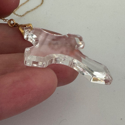 Vintage Speidel 14kt Gold Overlay Crystal Cross Necklace NWT