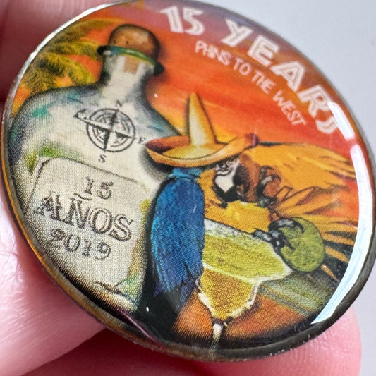 15 Years Phins to the West 2019 Margarita Parrot Lapel Pin RARE Trop Rock