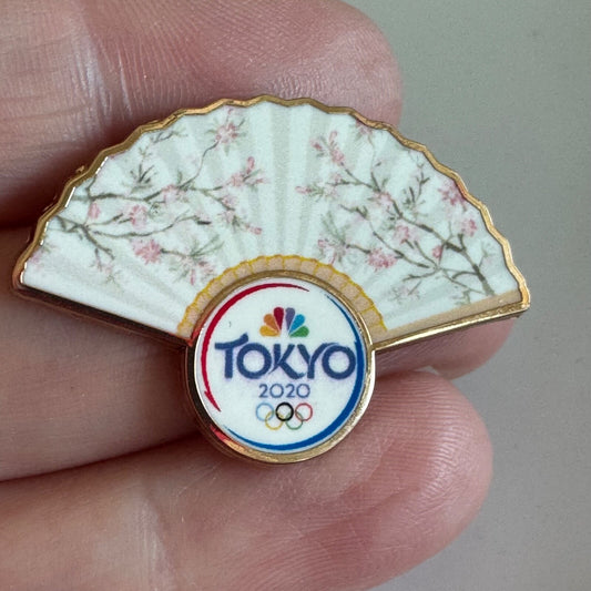 Vintage NBC Tokyo 2020 Fan Lapel Pin Cherry Blossoms Media