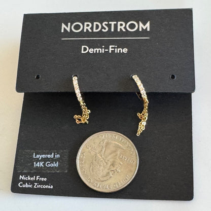 Nordstrom Chain Drop Huggie Hoop Earrings New On Card Pierced