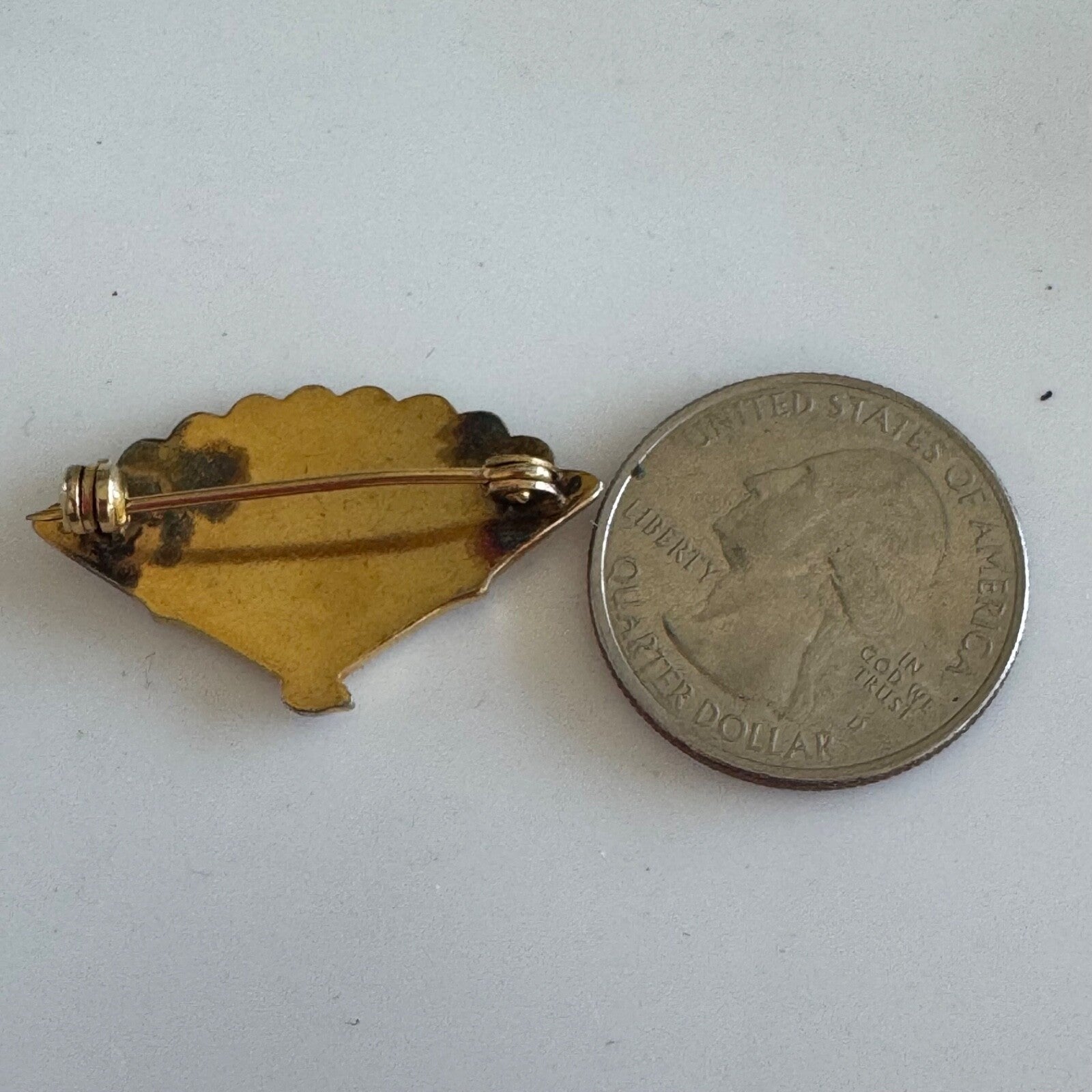 Vintage Damascene Fan Brooch - Beautiful!