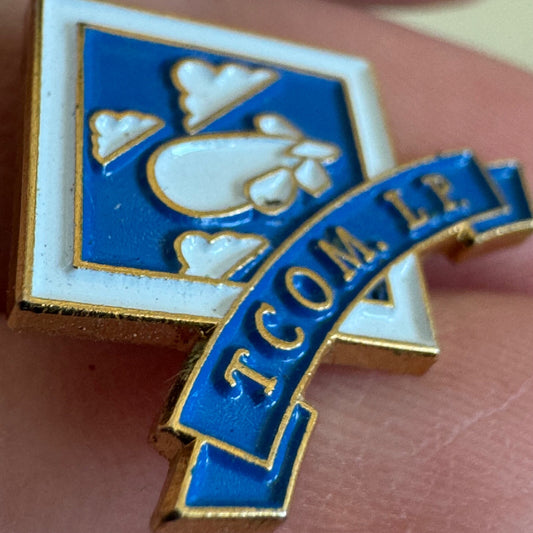 TCOM L.P. Tethered Aerostats Lapel Pin Blimp Logo Tie Tack