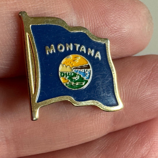 Vintage Montana State Flag Enamel Lapel Pin
