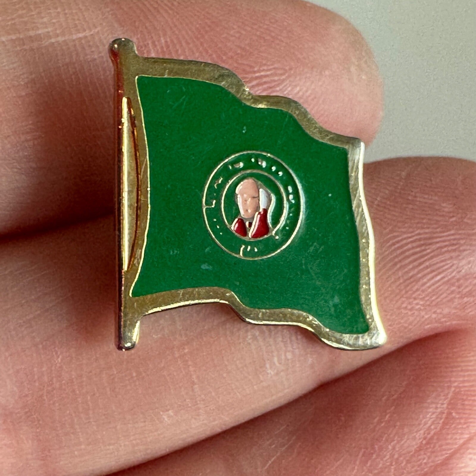Washington State Flag Enamel Pin with George Washington Seal
