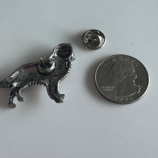 Vintage A.R. Browne Pewter Golden Retriever Dog Lapel Pin